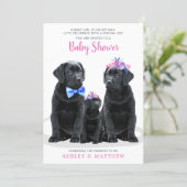 Pink Girl Puppy Dog Couples Baby Shower Invitation (Standing Front)