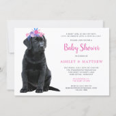 Pink Girl Puppy Dog Couples Baby Shower Invitation (Back)