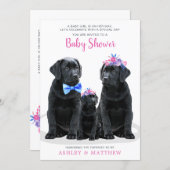 Pink Girl Puppy Dog Couples Baby Shower Invitation (Front/Back)