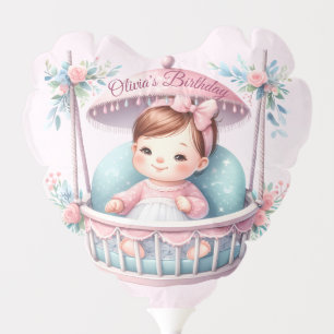 Pink Girl Rainbow Star Birthday Balloon