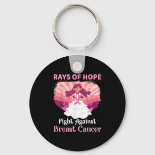 Pink Girl Rays Of Hope Fight Against Breast Cancer Keychain