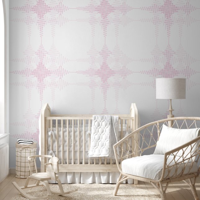 Pink Girl Room Sound Wave Minimal Style Wallpaper (Kids)