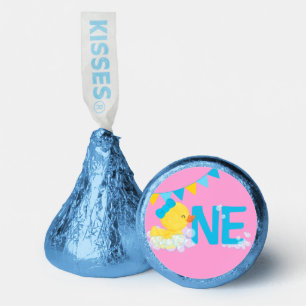 Pink Girl Rubber Duck 1st Birthday ONE Hershey®'s Kisses®