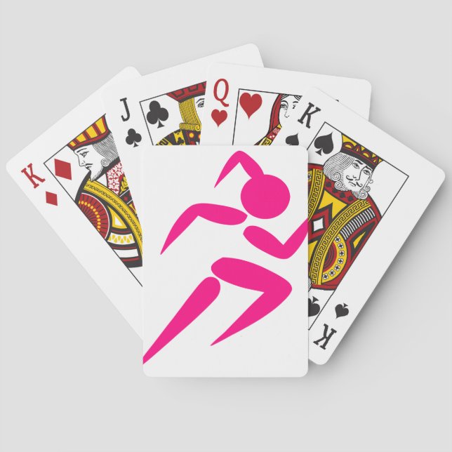 Pink Girl Running Poker Cards (Back)