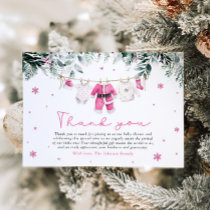 Pink Girl Santa Baby Christmas Baby Shower Thank You Card