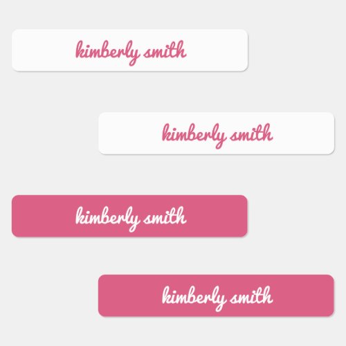 Pink Girl School Name Labels
