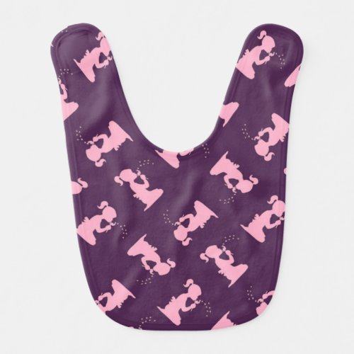 Pink girl silhouette on purple baby bib