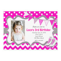 Pink Girl Skate Party Birthday Invitation