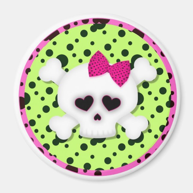 Pink Girl Skull Magnets Locker Magnet File Cabinet (Front)