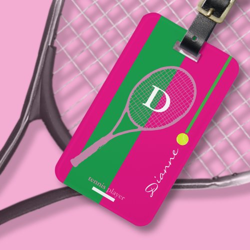 Pink Girl Sport Tennis Custom Luggage Tag