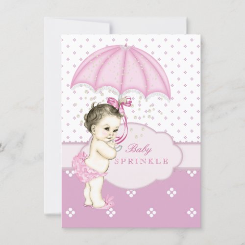 Pink Girl Sprinkle Baby Shower Custom Announcement