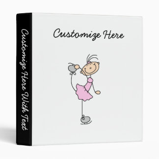 Pink Girl Stick Figure Ice Skater Binder