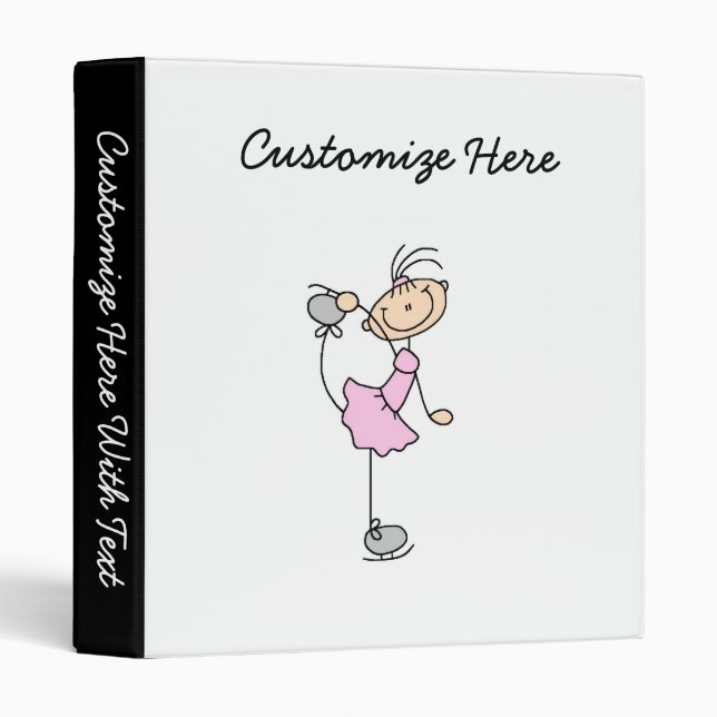 Pink Girl Stick Figure Ice Skater Binder (Front/Spine)