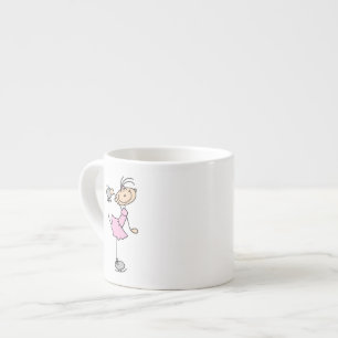 Pink Girl Stick Figure Ice Skater Espresso Cup