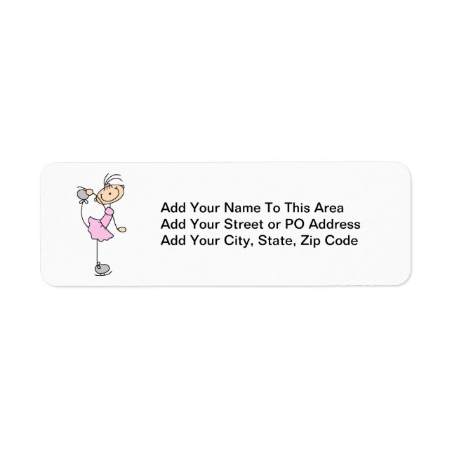 Pink Girl Stick Figure Ice Skater Label (Front)
