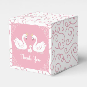 Pink Girl Swans Baby Shower Favor Boxes