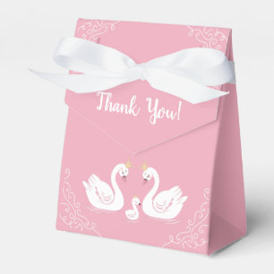 Pink Girl Swans Baby Shower Favor Boxes