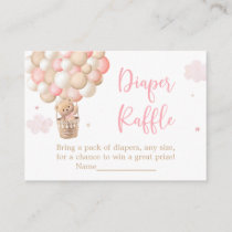 Pink Girl Teddy Bear Baby Shower Diaper Raffle Enclosure Card