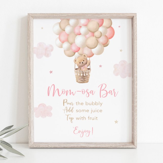 Pink Girl Teddy Bear Baby Shower Mimosa Bar Sign (Creator Uploaded)