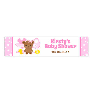 Pink Girl Teddy Bear Clothes Baby Shower Napkin Bands