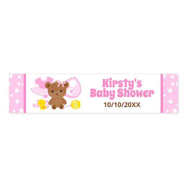 Pink Girl Teddy Bear Clothes Baby Shower Napkin Bands (Unfolded)