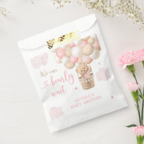 Pink Girl Teddy Bear Hot Air Balloon Baby Shower Favor Bag