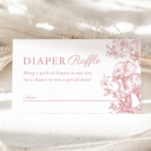 Pink Girl Toile Safari Diaper Raffle Baby Shower Enclosure Card (Pink Girl Toile Safari Diaper Raffle Baby Shower Enclosure Card)