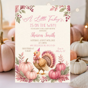 Pink Girl Turkey Baby Shower Invitation