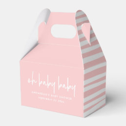 Pink girl twin baby shower party typography modern favor boxes