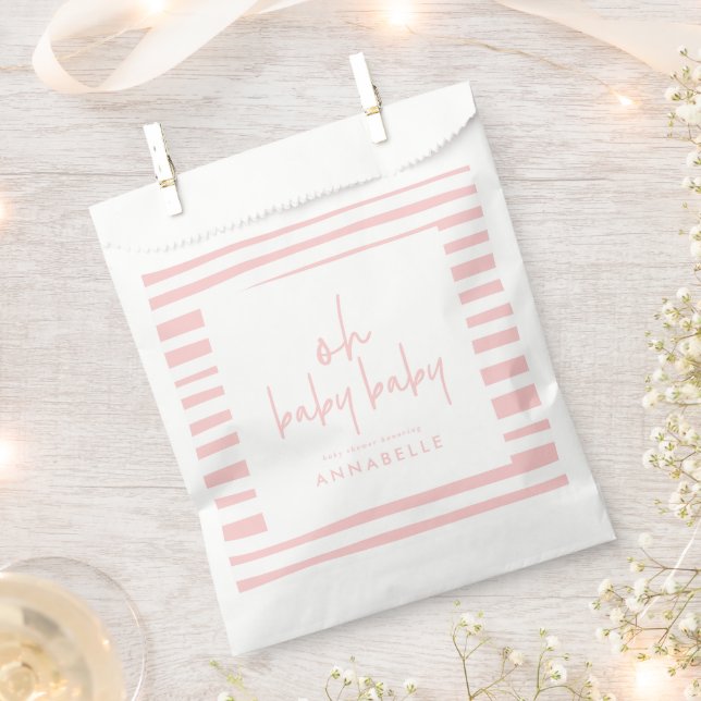 pink girl twin baby shower typography modern favor favor bag (Clipped)