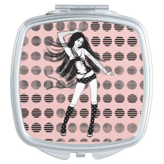 pink girlfriend dancer compact mirror
