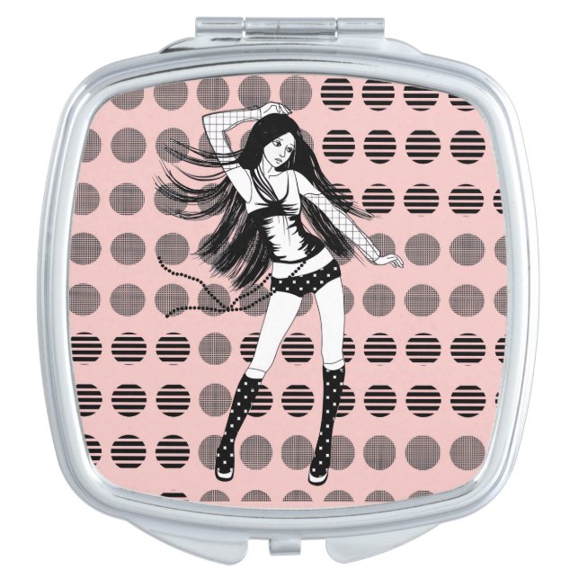 pink girlfriend dancer  compact mirror (Front)
