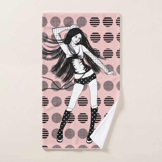 pink girlfriend dancer  hand towel  (Hand Towel)