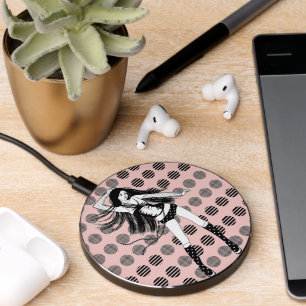 pink girlfriend dancer wireless charger 