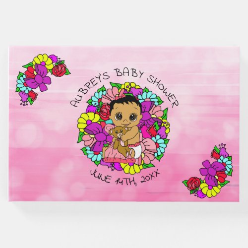 Pink Girls Baby Shower Ethnic Baby Floral Guest Book