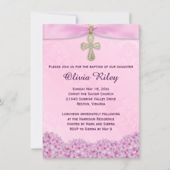 Pink Girls Baptism Christening Invitation by OnceForAll at Zazzle