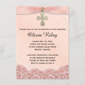 Pink Girls Baptism Christening Invitation by OnceForAll at Zazzle