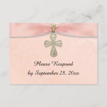 Pink Girl's Baptism Christening Rsvp Response by OnceForAll at Zazzle