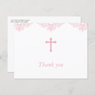 Pink Girls Baptism/Christening Thank You Postcard