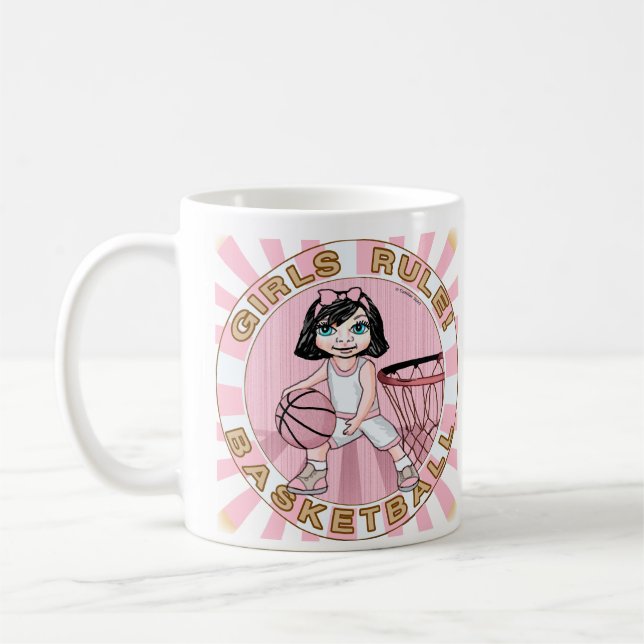 Pink Girls Basketball  Coffee Mug (Left)
