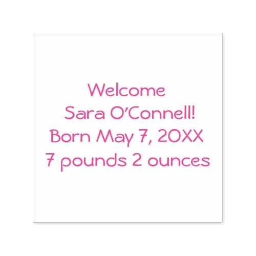 Pink Girls Birth Announcement 4Jessica Self_inking Stamp