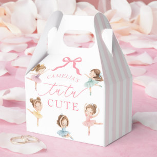 Pink Girls Bow Tutu Ballerina 1st Birthday Favor Boxes
