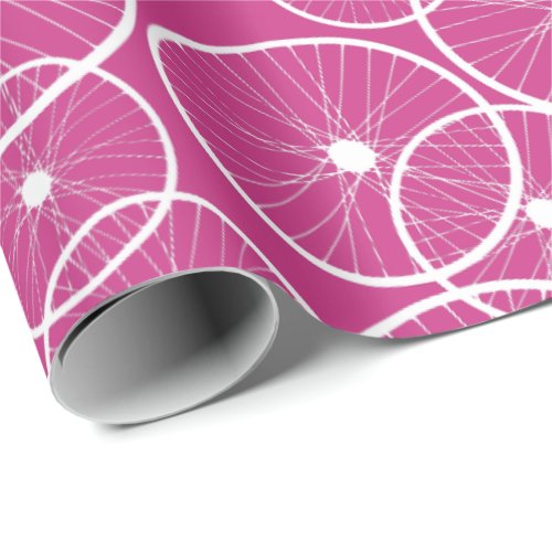 Pink Girls Cyclist Bike Wheels Bicycle Pattern Wrapping Paper