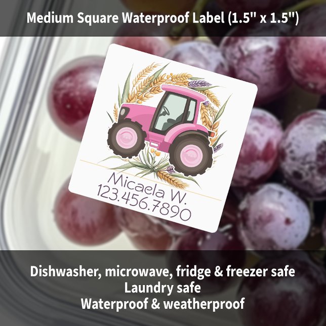 Pink Girls Farm Tractor Girly Personalized Kids' Labels (Pink Girls Farm Tractor Girly Personalized Kids' Labels)