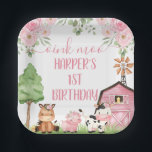 Pink Girls Floral Farm Birthday Party Paper Plate<br><div class="desc">Pink Girls Floral Farm Birthday Party Paper Plate

Cute farm themed birthday party paper plate featuring a pink watercolor barn as well as a pig,  lamb,  cow and horse.  This pink farm birthday plate also features a lovely pink floral arrangement.</div>