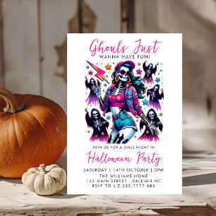 Pink Girls Ghouls Night Out Adult Halloween Party Invitation