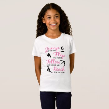 Pink Girls Gymnastics T-shirt by Kookyburra at Zazzle