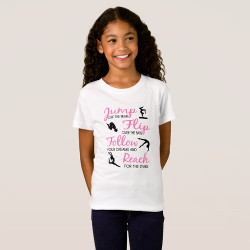 Pink Girls Gymnastics T_Shirt
