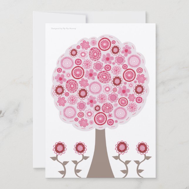 Pink Girls Ladies Birthday Designer Pink Tree Invitation (Front)