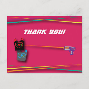 Pink Girl's Laser Tag Birthday Party Thank You Postcard